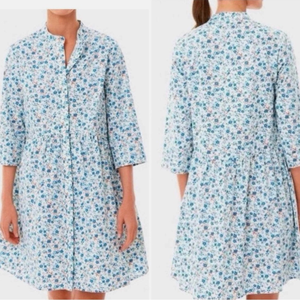 Trovata Light Blue Bluebell Ditsy Floral Calico Button-Front Dress